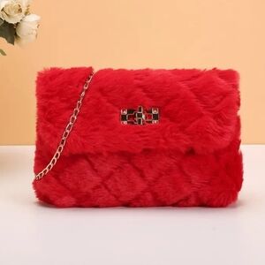 Elegant Red Faux Fur Clutch